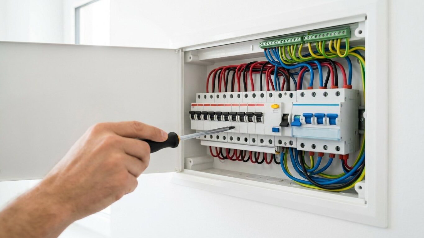 Cuadro eléctrico de vivienda con interruptores automáticos y diferenciales bien cableados Cuadro eléctrico de vivienda con interruptores automáticos y diferenciales bien cableados